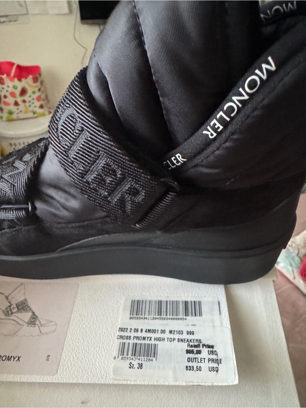 Moncler Black Quilted Cross Promyx High-Top Sneakers